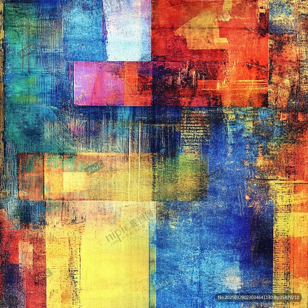 抽象多彩几何拼接艺术画