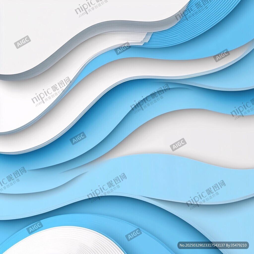 蓝白波浪动感立体背景图