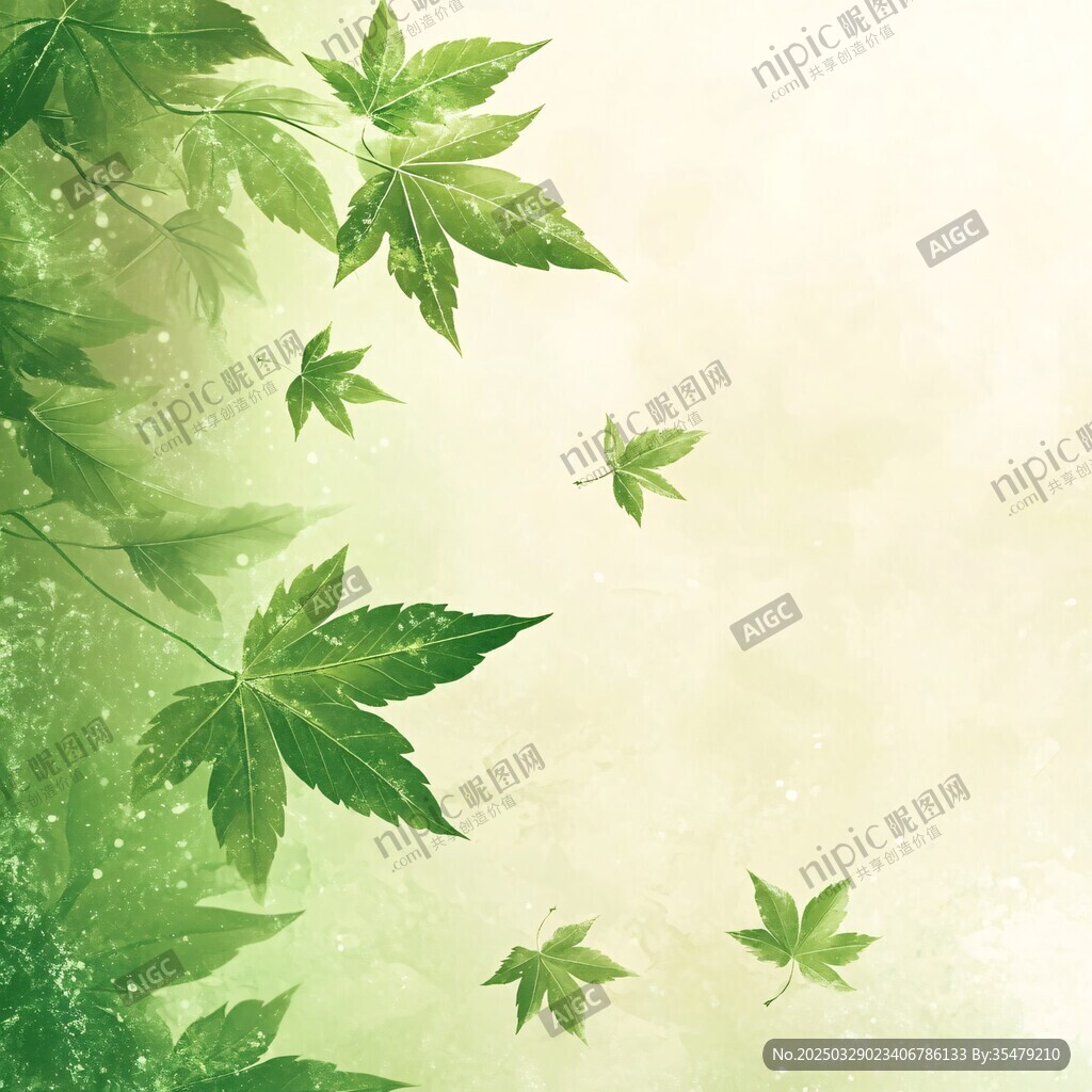 清新绿叶背景图