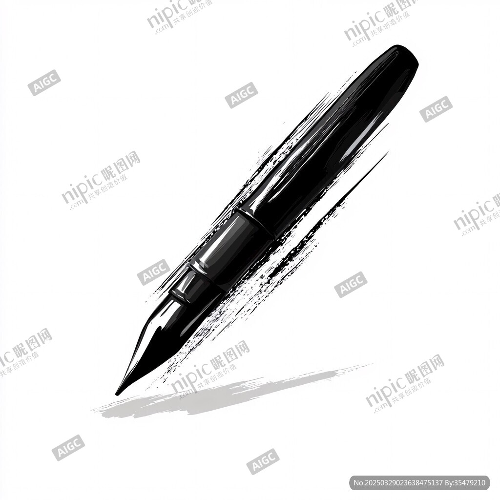 黑色钢笔笔触艺术效果图