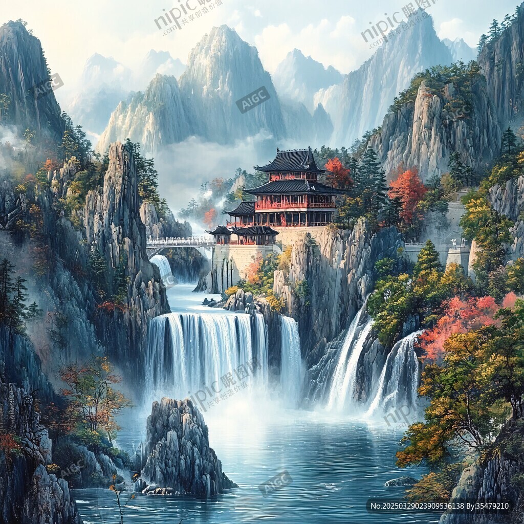 中式山水间的古韵楼阁