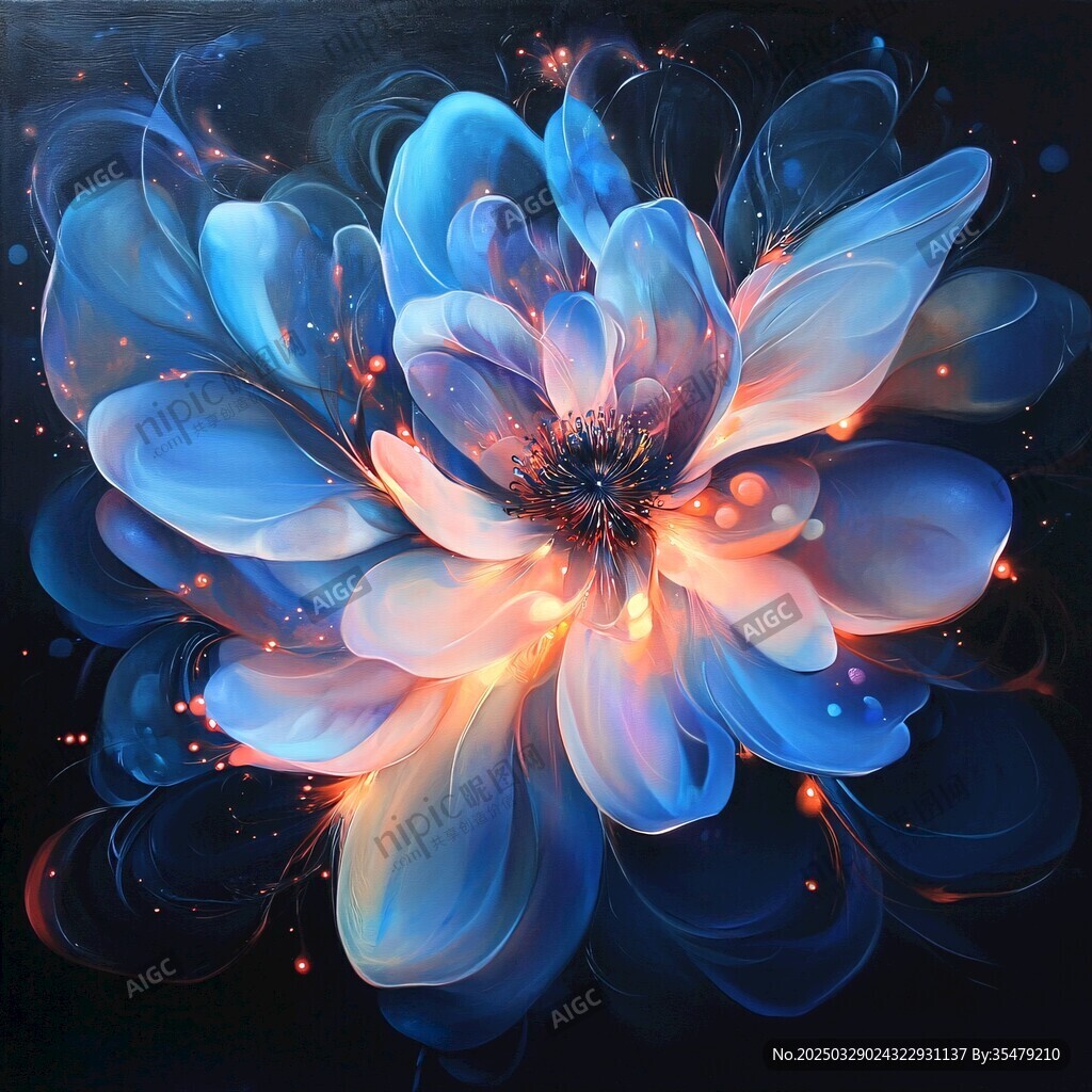 梦幻蓝花绽放绚丽光芒