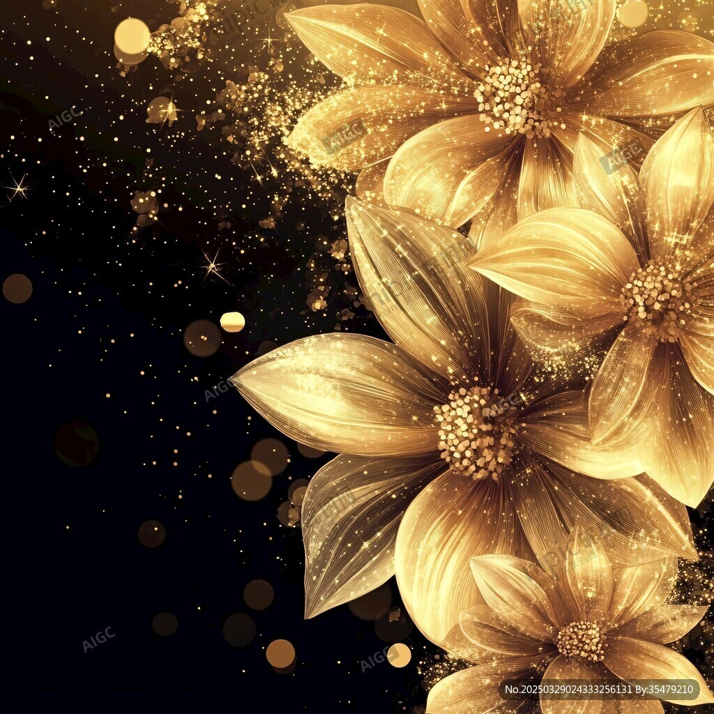 金色繁花闪耀梦幻背景