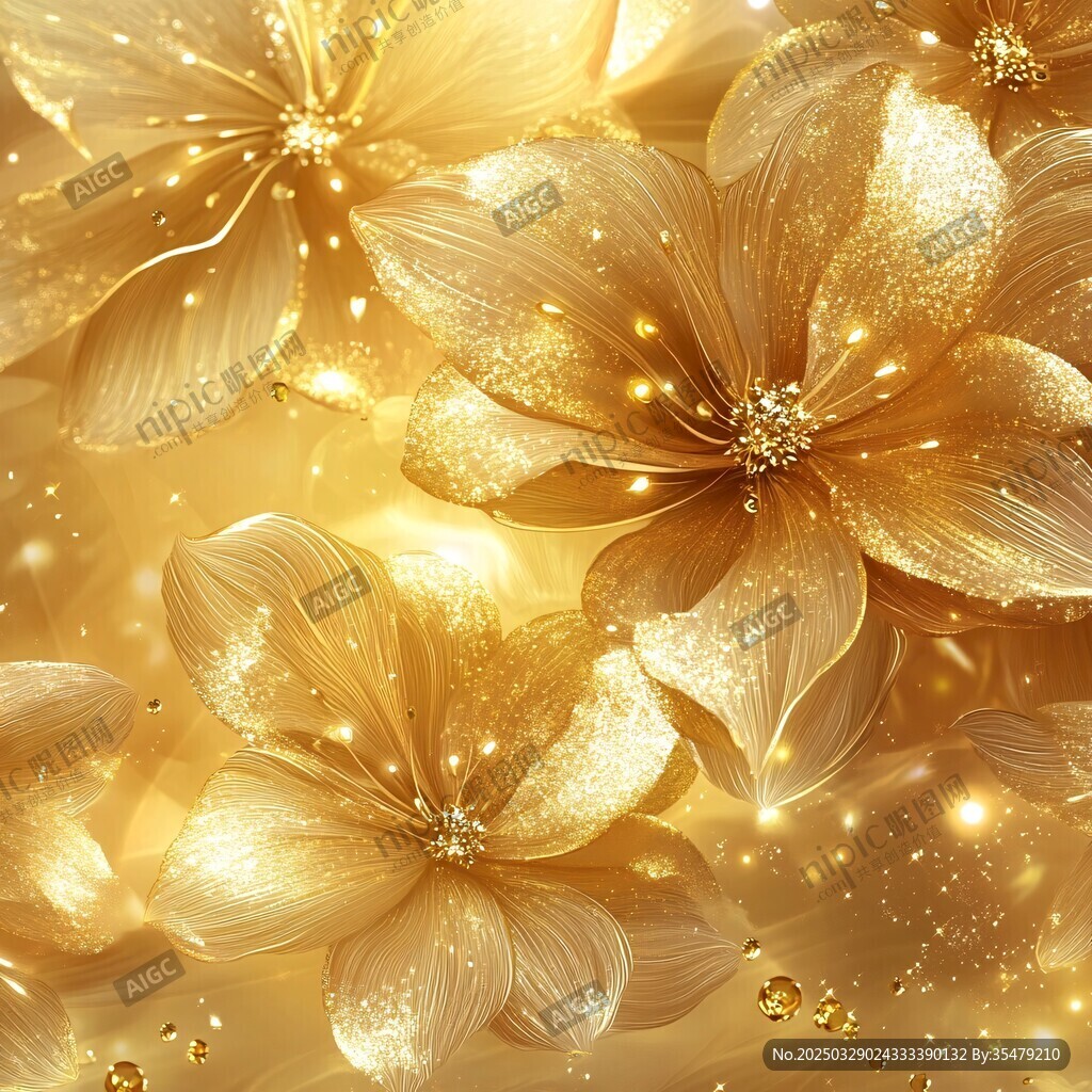 金色繁花闪耀梦幻背景
