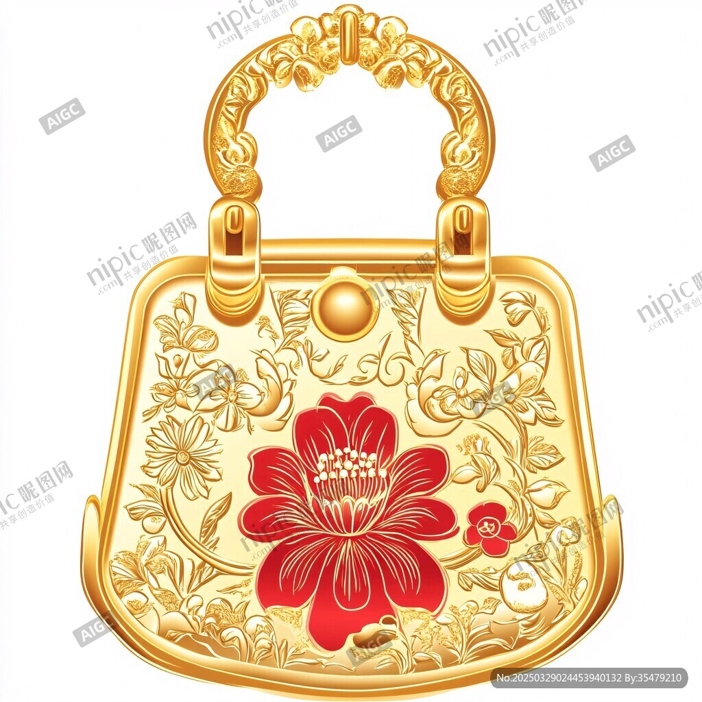 金质雕花手提包艺术图案