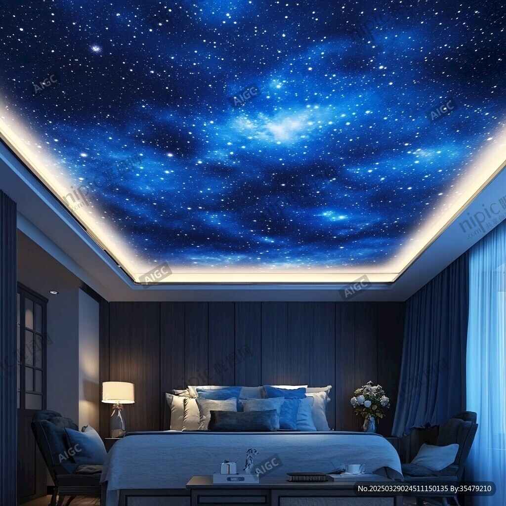 梦幻星空卧室天花板装饰