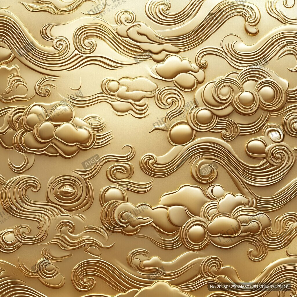 金色云纹浮雕背景图案