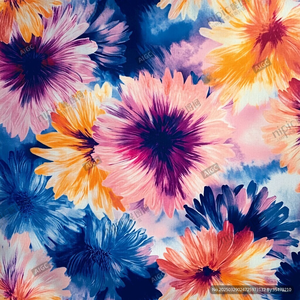 绚丽多彩花卉图案背景