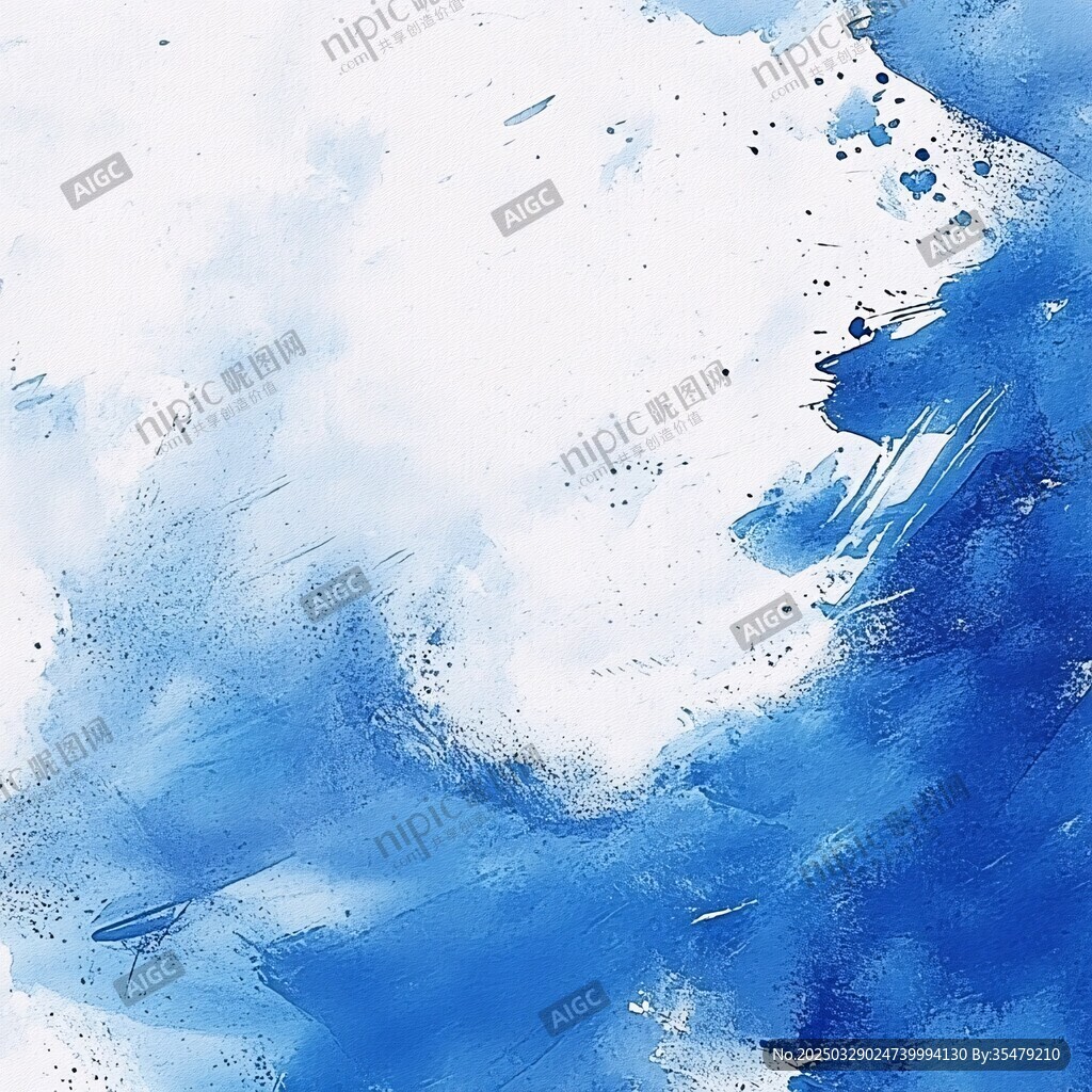 蓝色水彩抽象背景纹理图