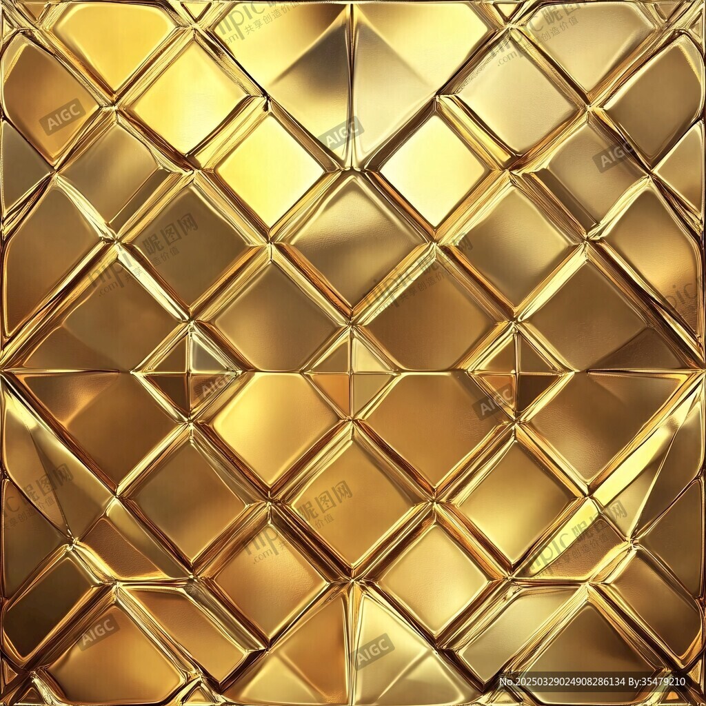 金色菱格立体金属纹理背景
