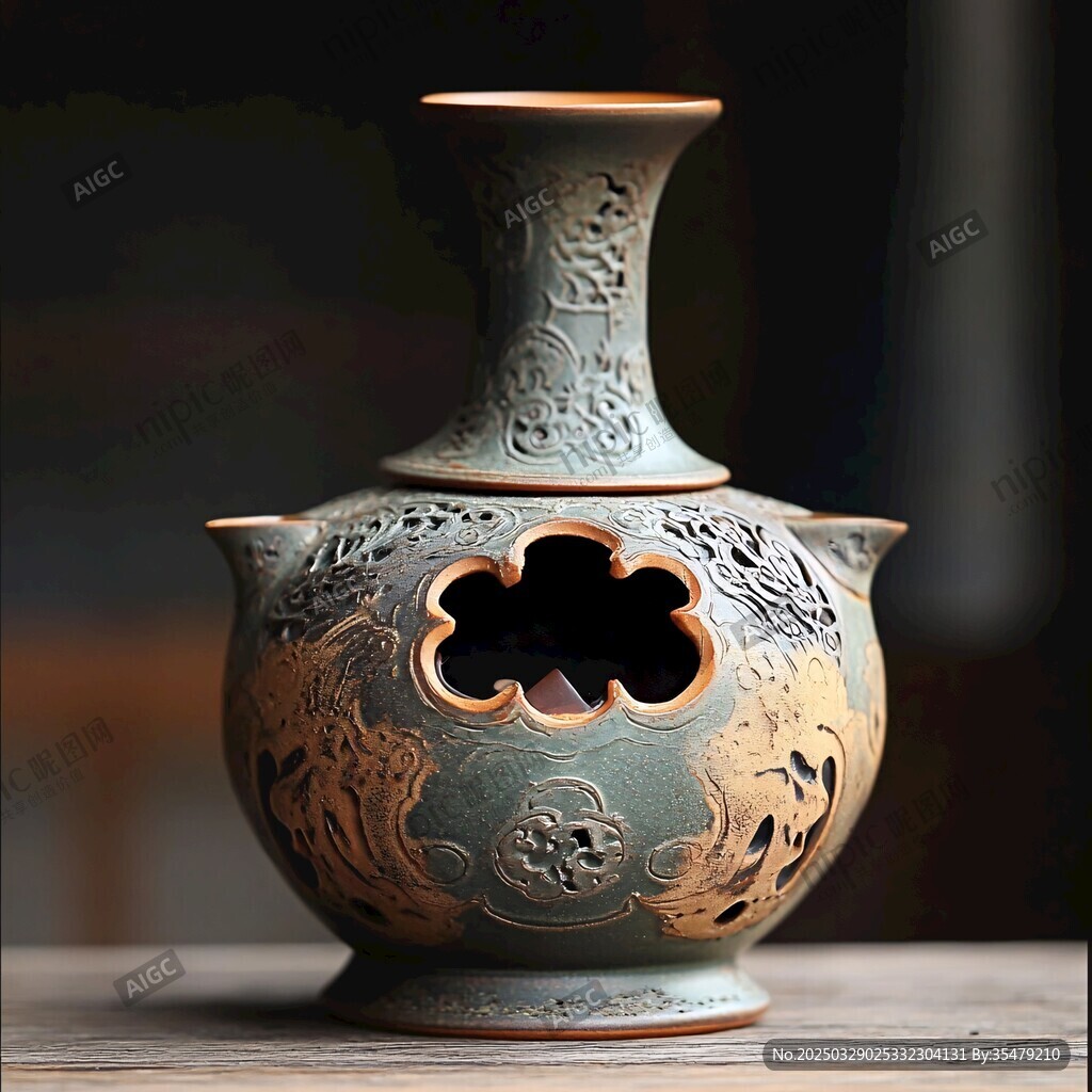 古风镂空花纹精美陶瓷瓶