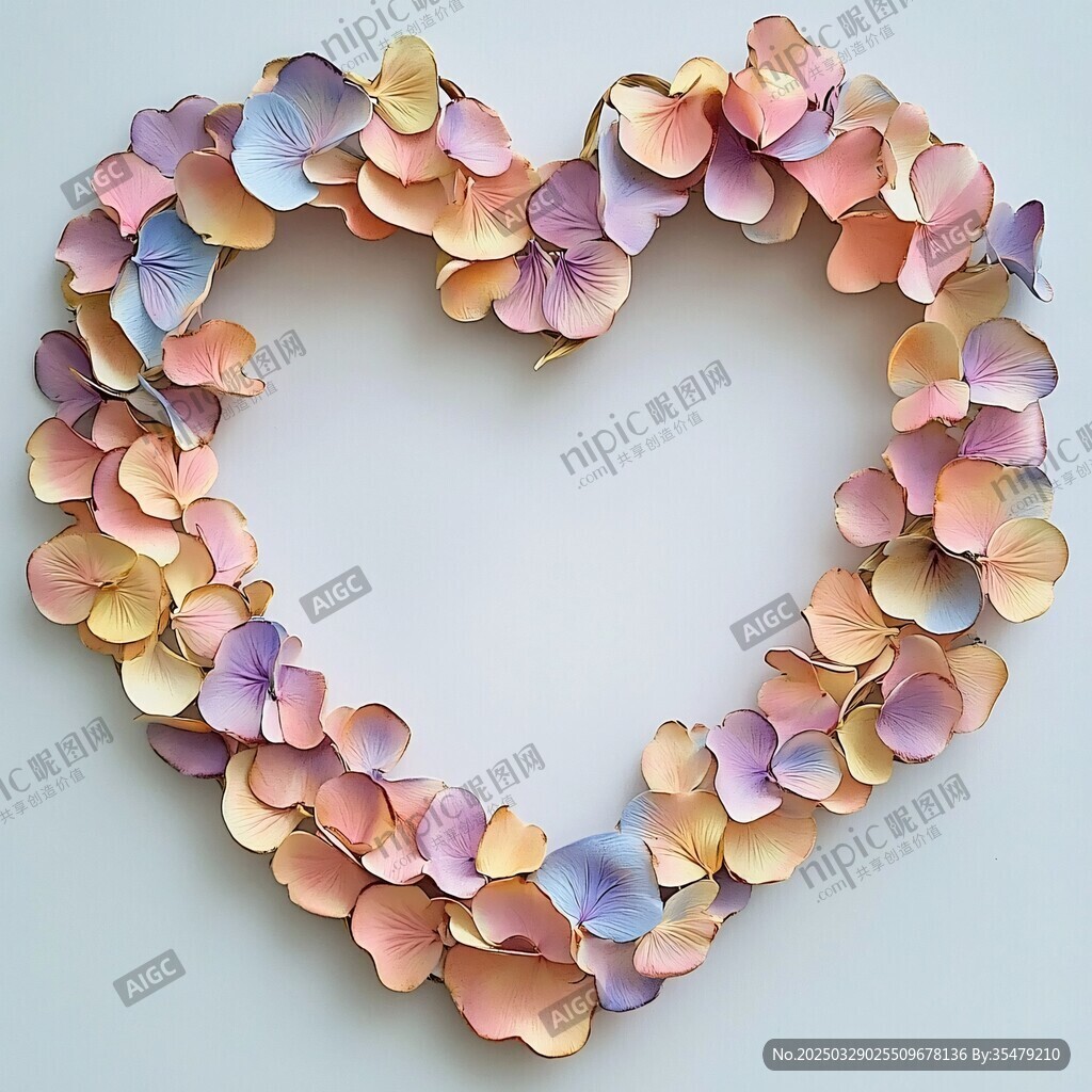 心形花瓣花环 浪漫唯美