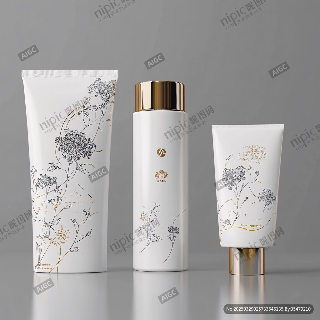 优雅花卉图案护肤品三件套
