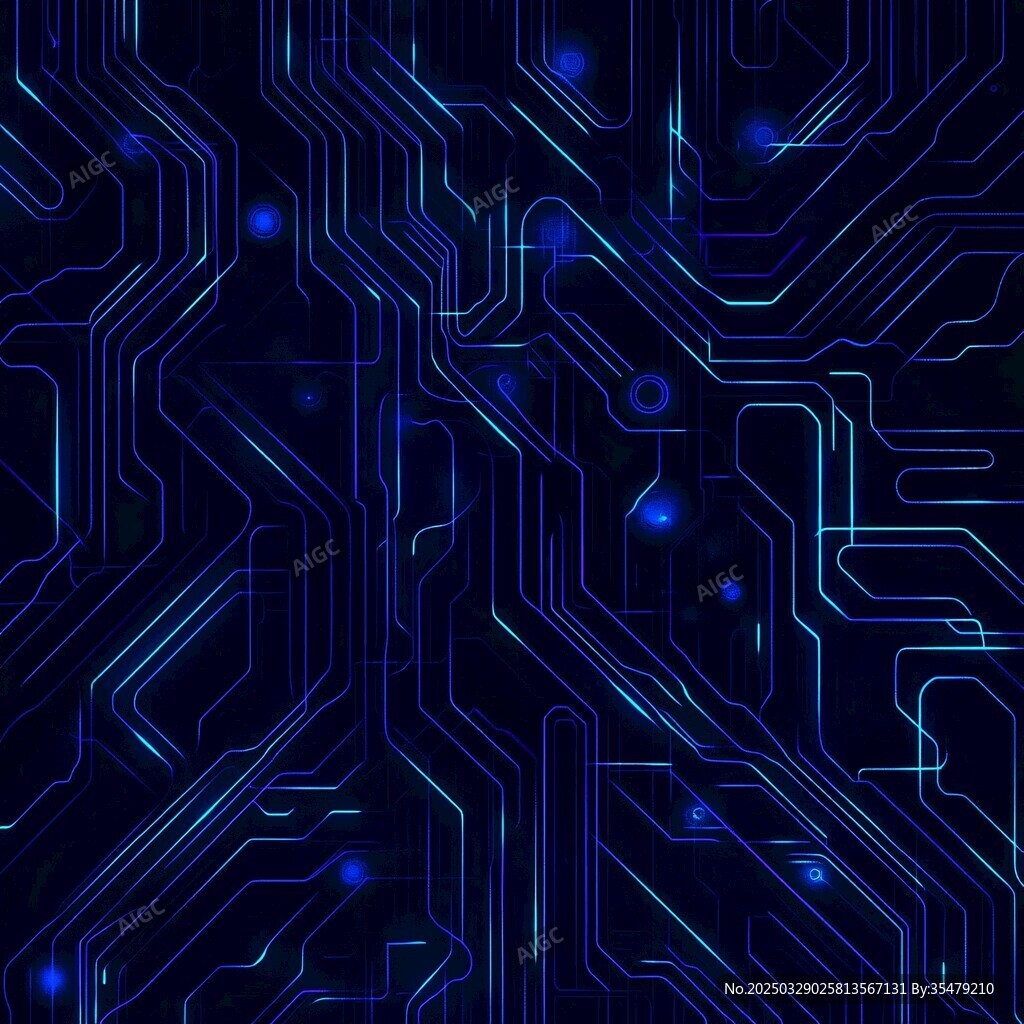 科技感蓝色电路线条背景图