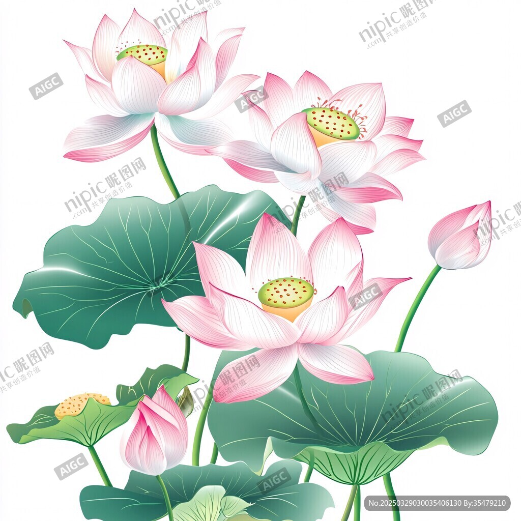 清新荷花插画