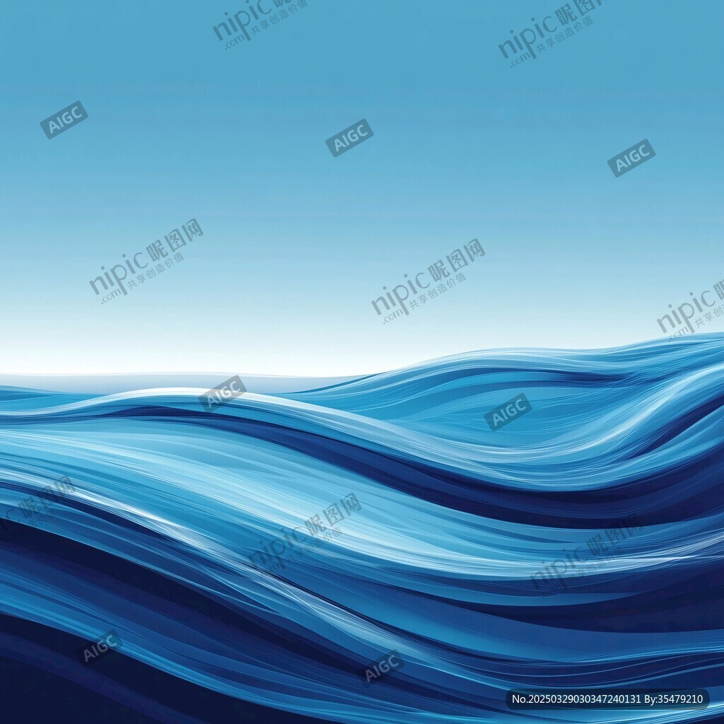 蓝色海洋波浪背景图