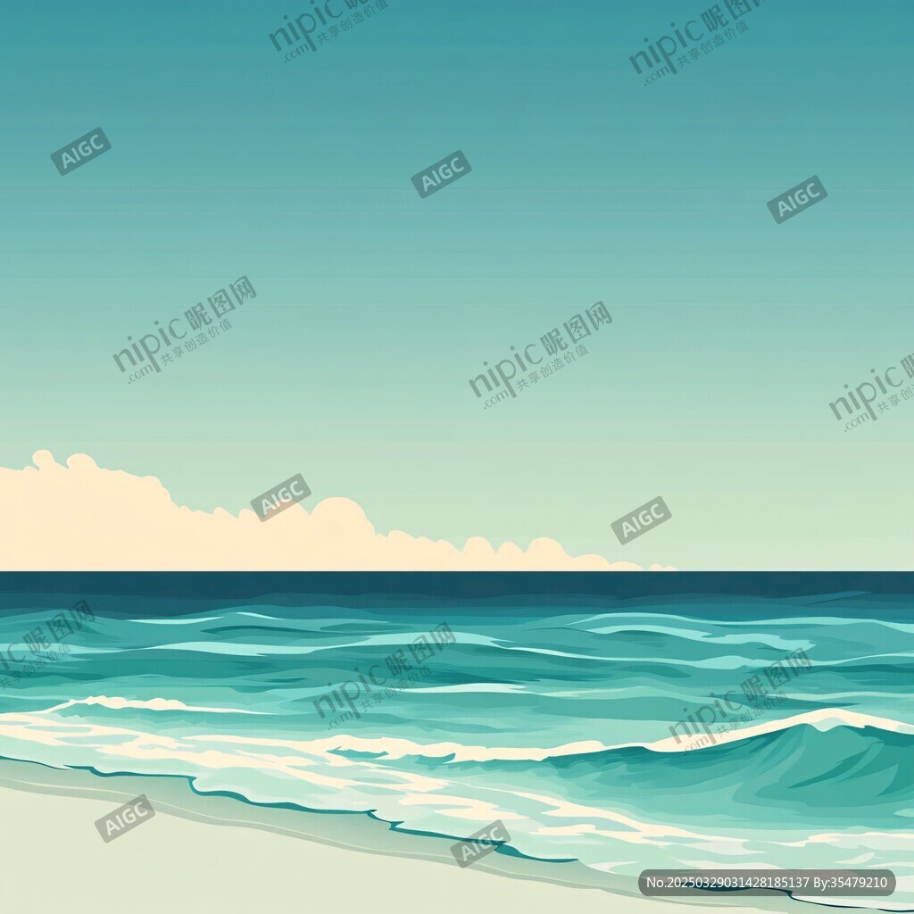 清新海滨风光插画