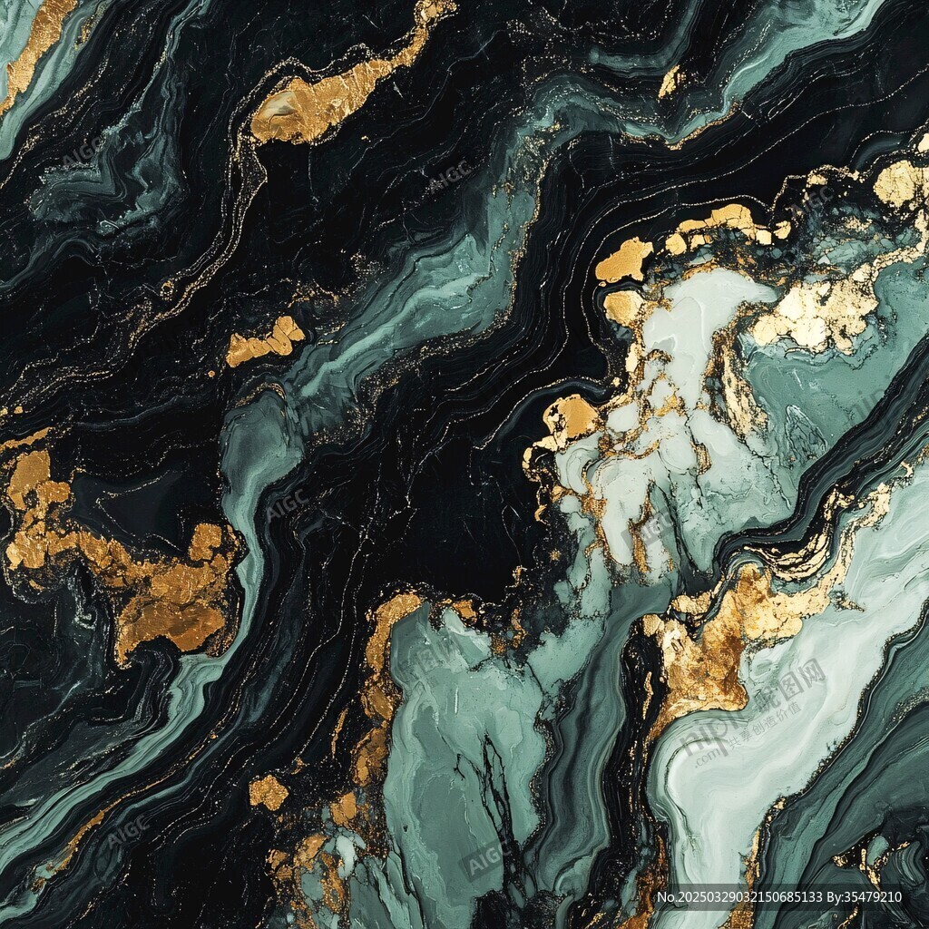 墨绿金纹大理石纹理图案