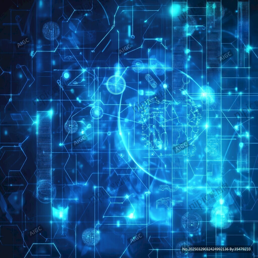 科技感蓝色数码抽象背景图
