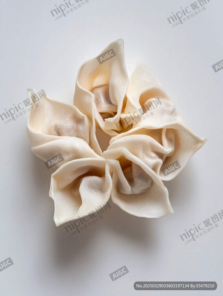精美包制的褶皱馄饨