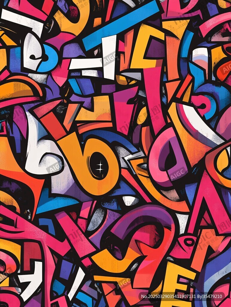 多彩涂鸦字母艺术图案
