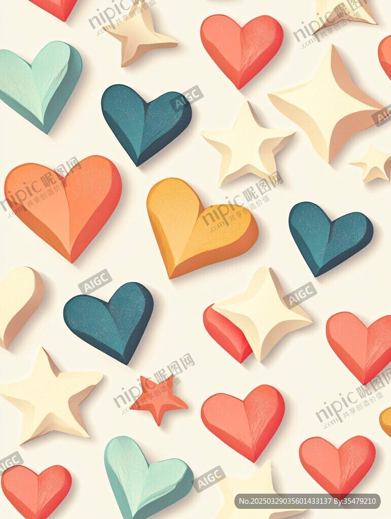 多彩爱心星星图案背景