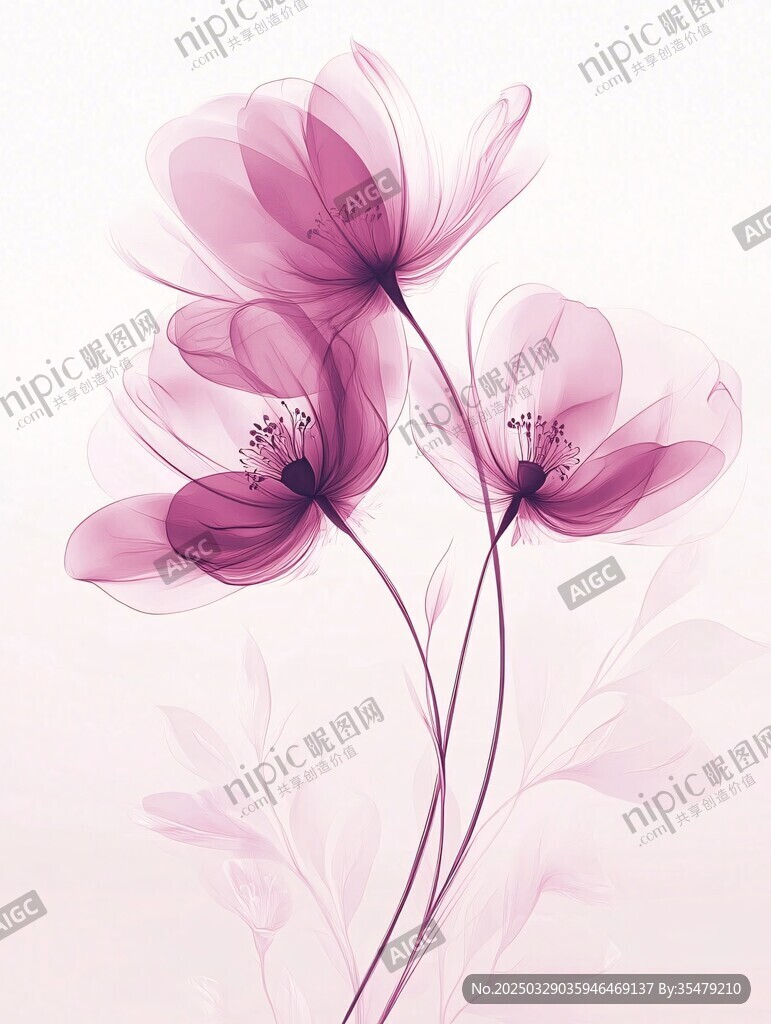 梦幻紫色花卉插画