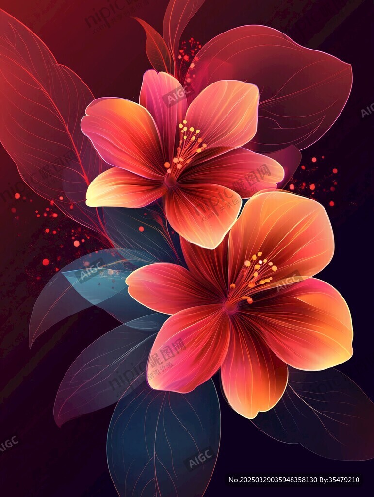 梦幻双花绽放绚丽色彩