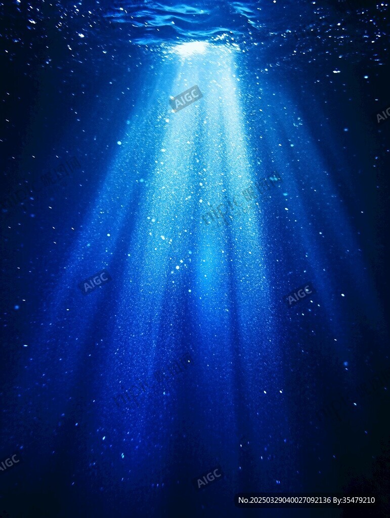深海光束梦幻水下景象