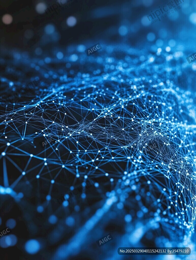 蓝色科技网络线条背景图