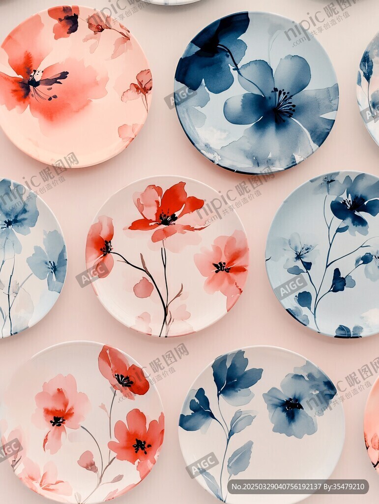 花卉图案精美陶瓷餐盘