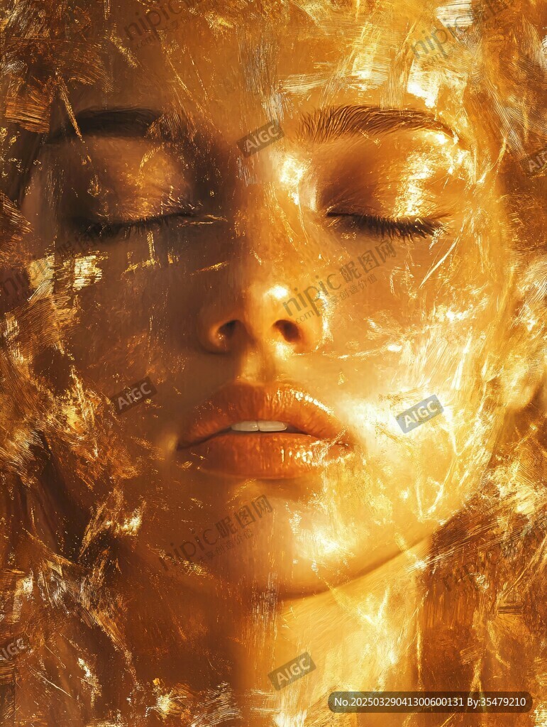 金色梦幻面庞的神秘女性