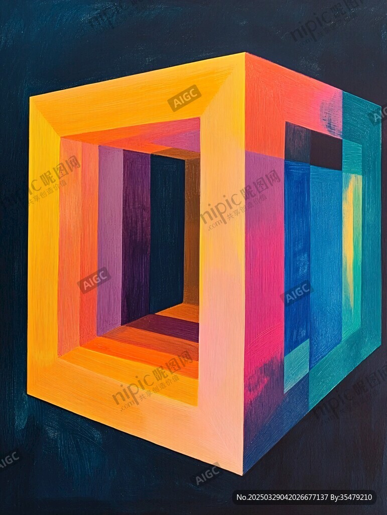 多彩立体几何抽象艺术作品
