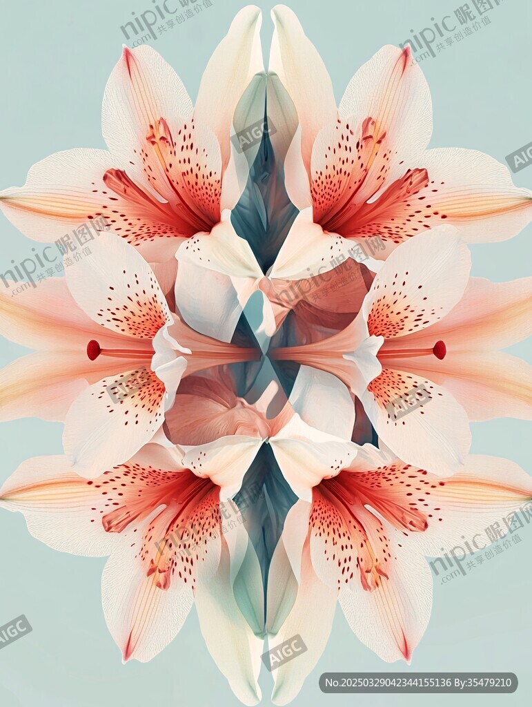 梦幻对称百合花艺术图案