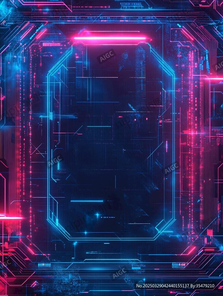科技感霓虹边框背景图