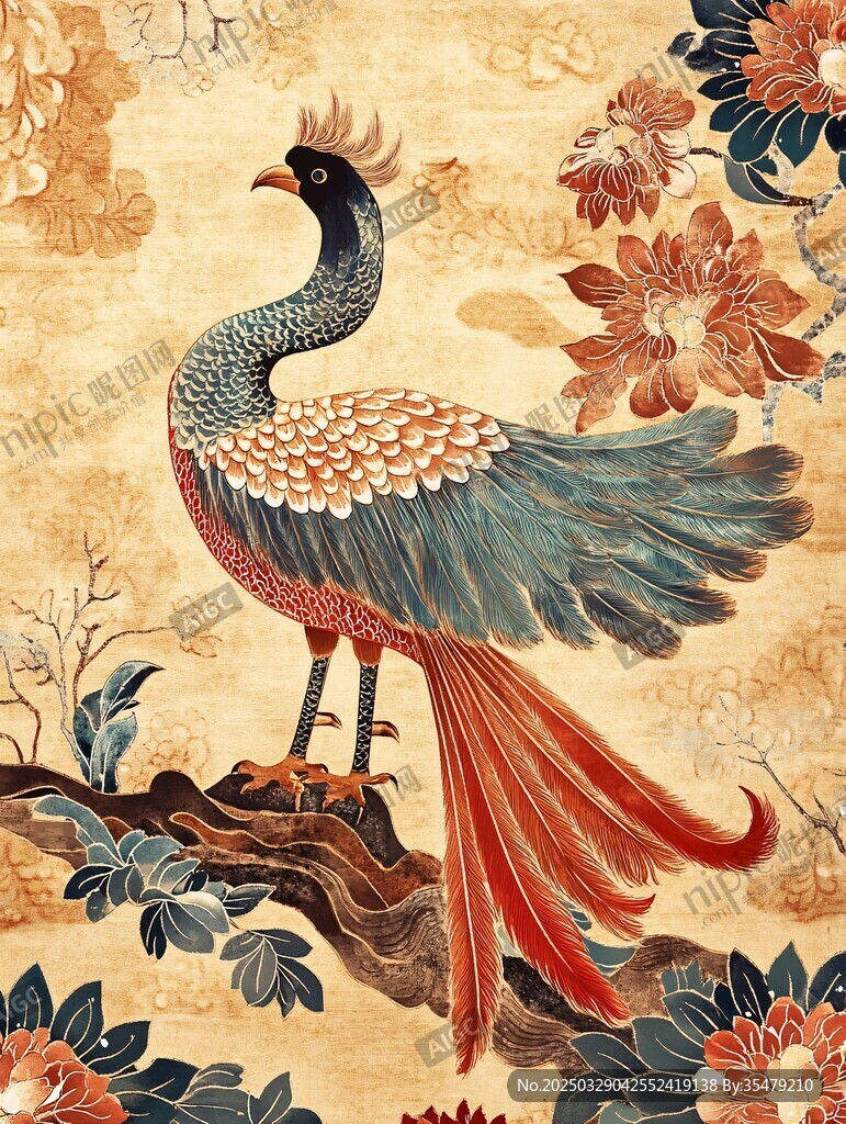 中式凤凰花卉精美图案