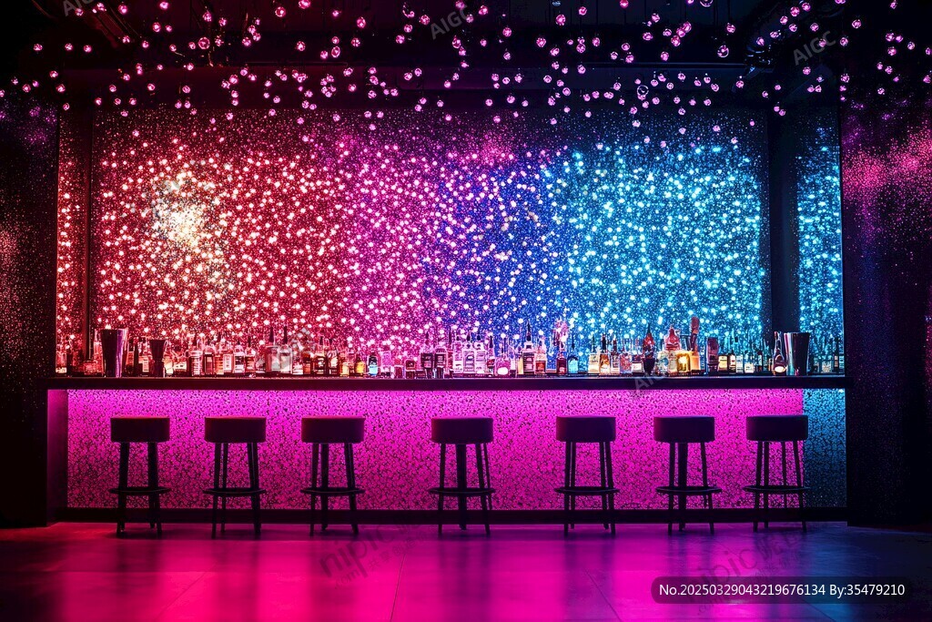 梦幻炫彩酒吧吧台场景