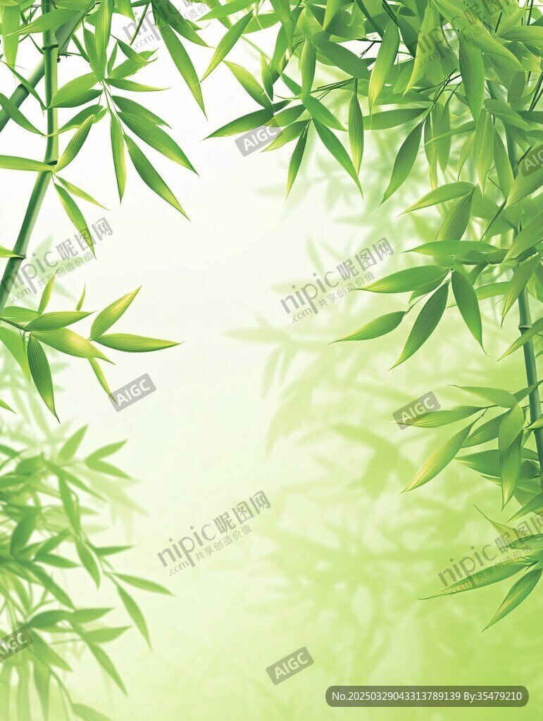 清新翠绿竹叶背景图