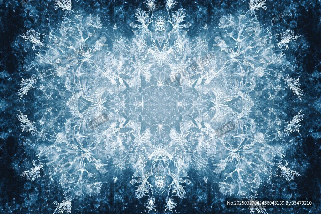 梦幻蓝色雪花图案背景