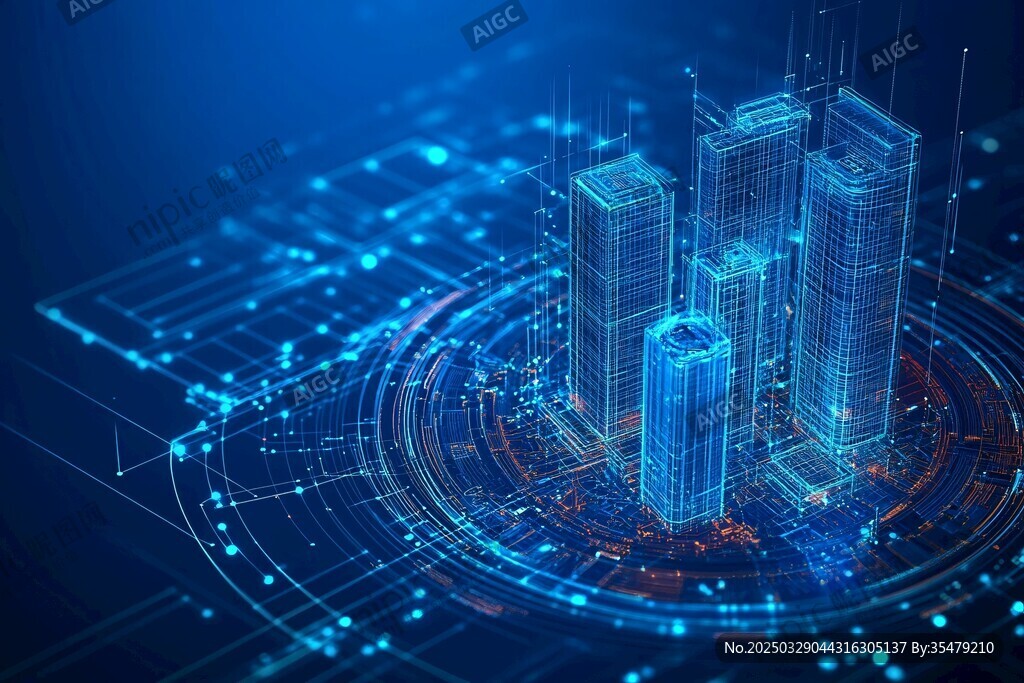 科技感城市建筑数字图景