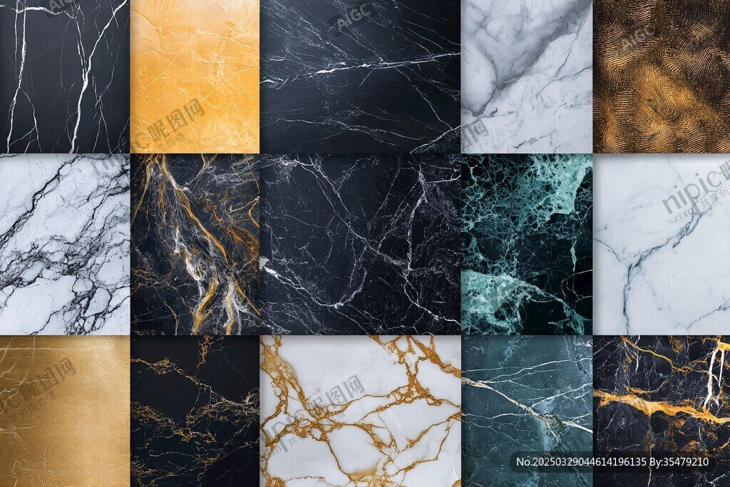 多样大理石纹理瓷砖展示