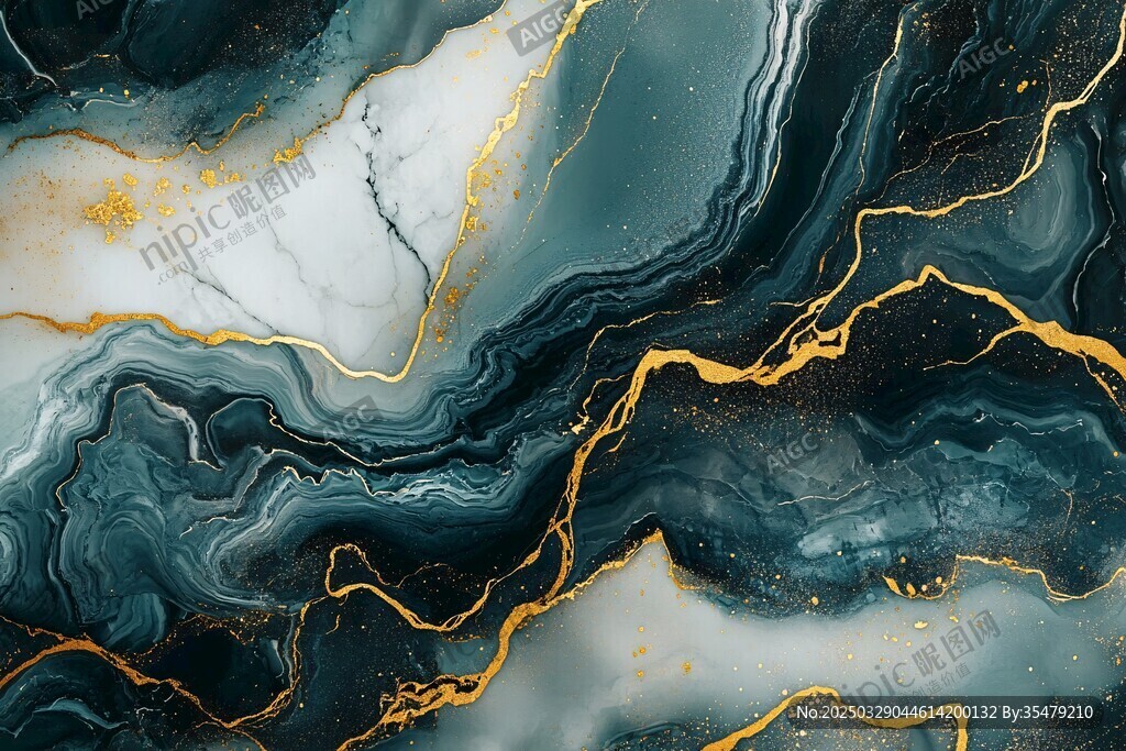 墨绿金纹大理石纹理图案