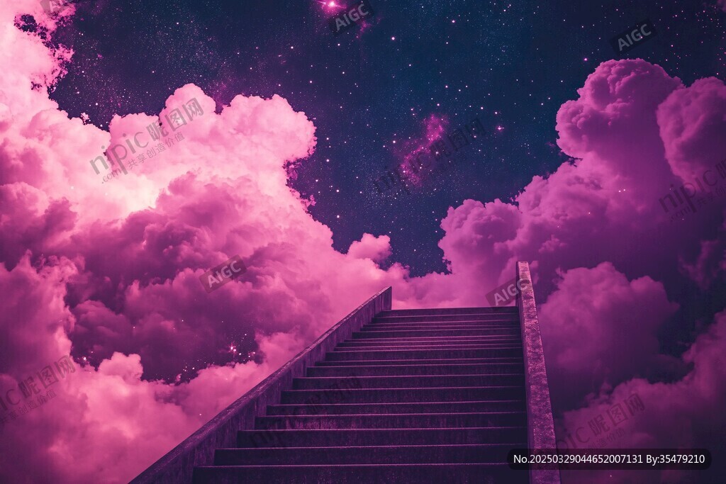 梦幻云梯通往粉紫星空