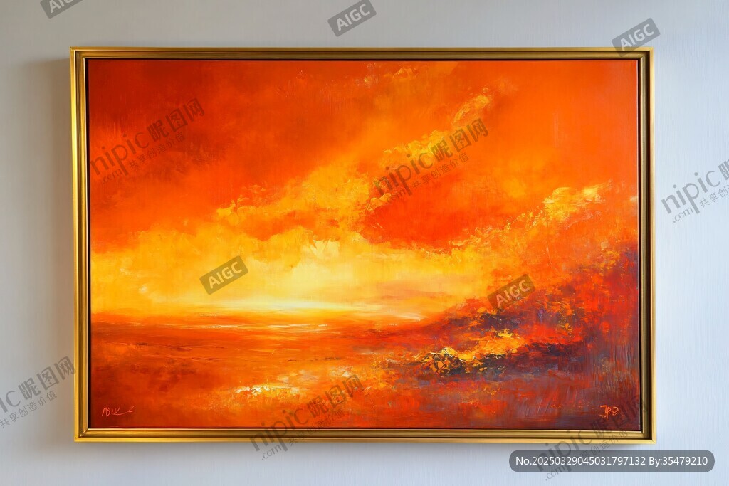壮丽晚霞油画风景