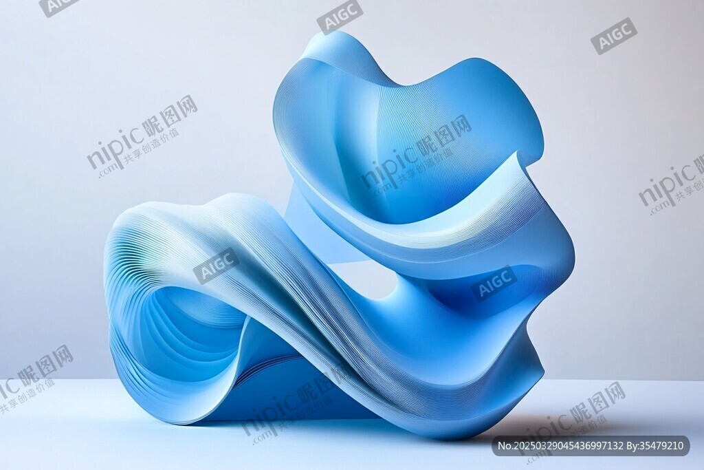 蓝色抽象艺术流体雕塑