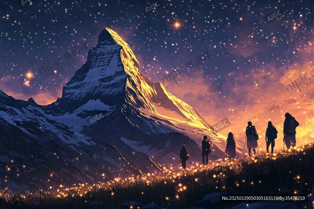 星夜下的雪山徒步之旅