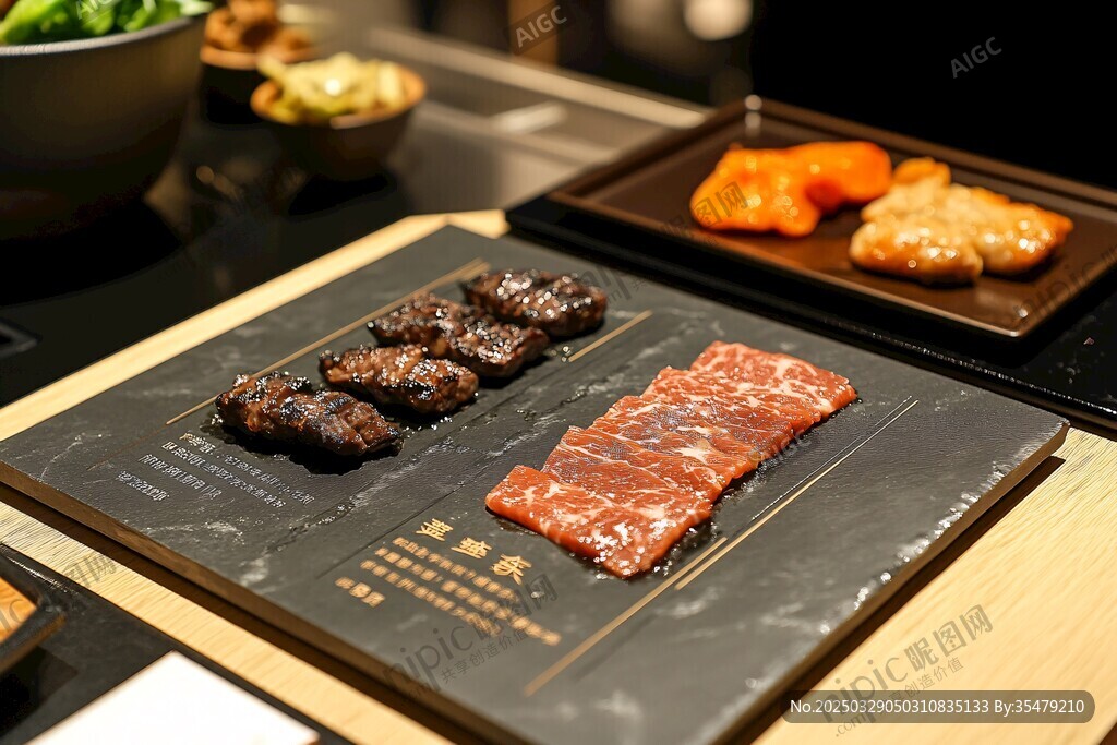 精致日式烤肉食材展示