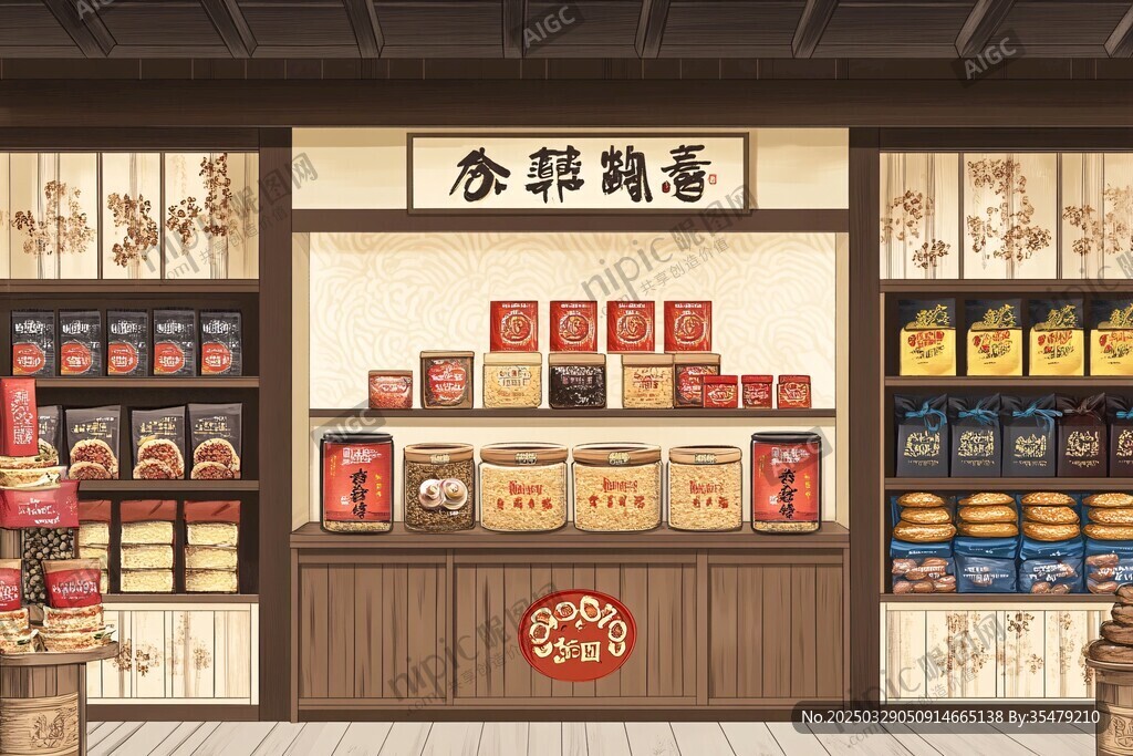 中式传统糕点店铺内景