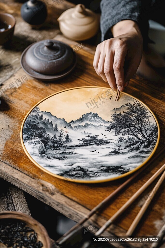 手作山水盘 尽显中式雅韵