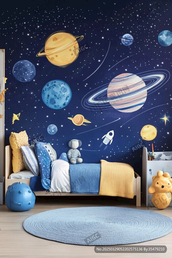 梦幻宇宙风儿童卧室布置